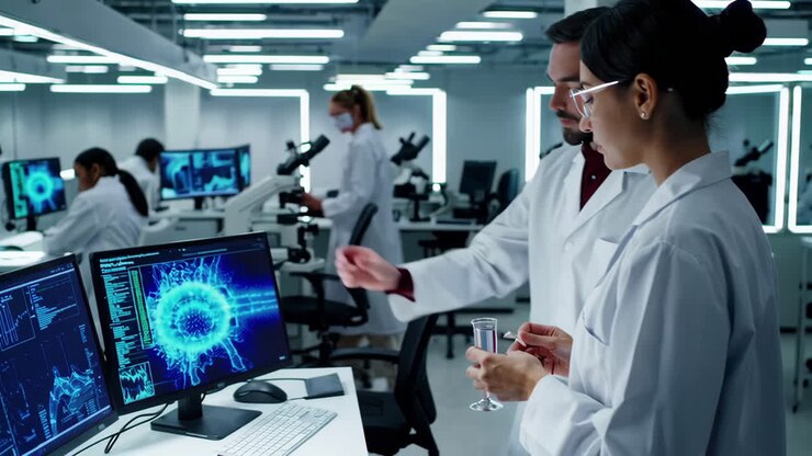 wetenschappers die samenwerken in een modern laboratorium