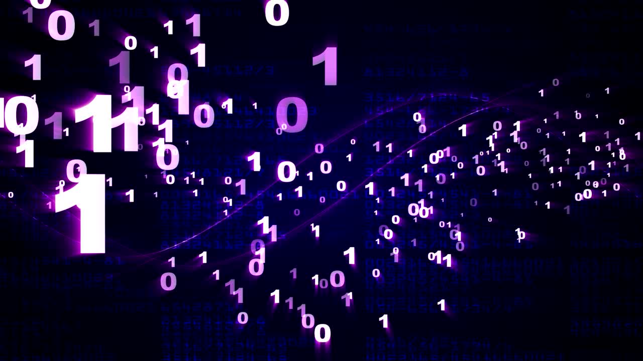 Binary Code Numbers Animation, Rendering, Background, Loop