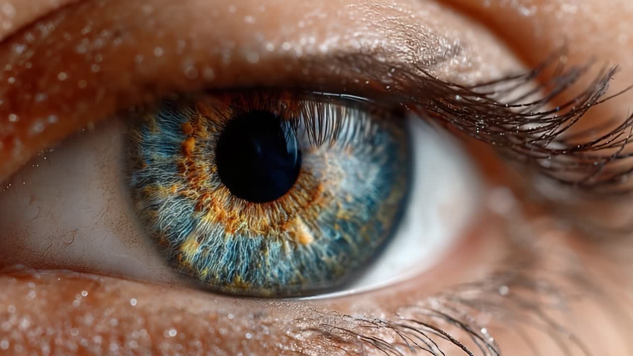 Captivating Close-Up of an Eye Showcasing Stunning Iris Details and Vibrant Colors with Sparkling Highlights Reflecting in the Pupil for a Striking Visual Experience