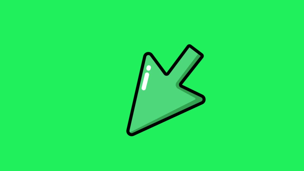Animation green mouse cursor isolate on green background.