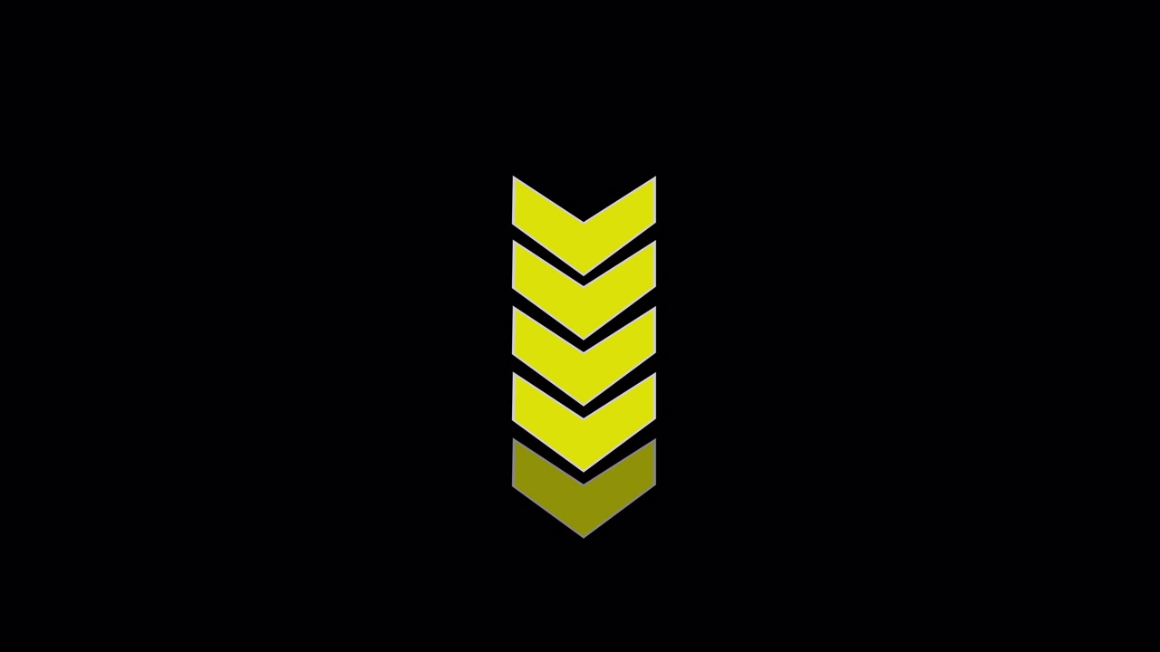 Animated Yellow Chevron Arrows Pointing Down on Black Background