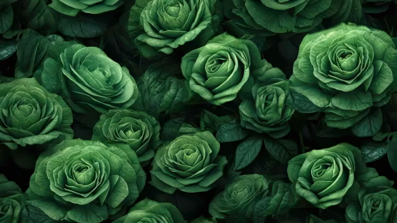 Vibrant Green Roses Floral Pattern