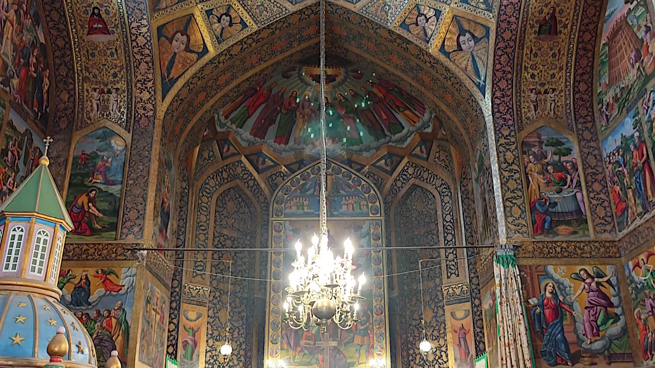 Ornate Interior of Vank Cathedral in Isfahan, Iran