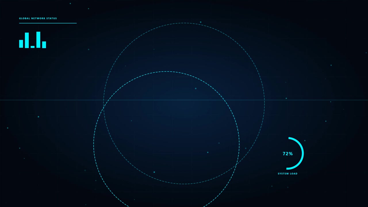 Futuristic Digital Interface with Rotating Orbital Data Visualization