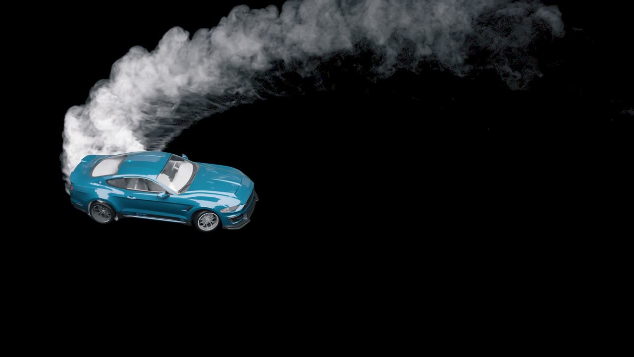 coche deportivo a la deriva en el asfalto. humo espeso de neumáticos en llamas con canal alfa.