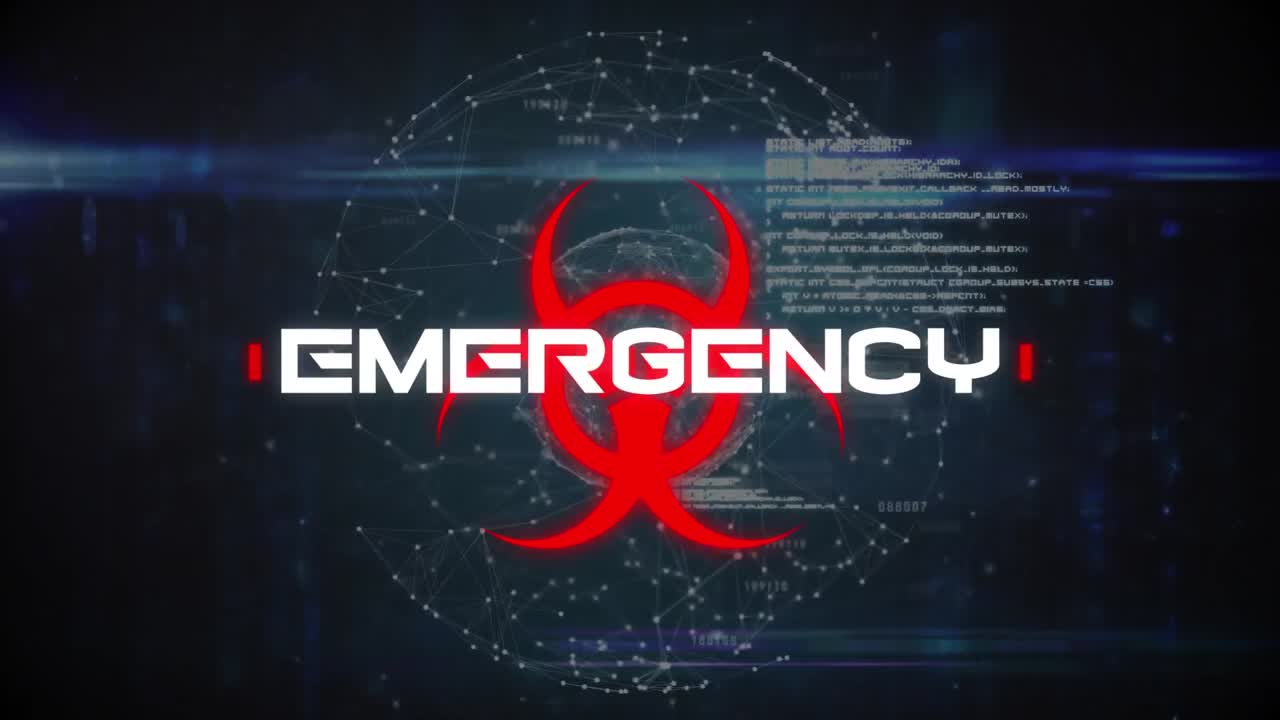 animación del texto de advertencia de covid 19 sobre el procesamiento de datos y el globo