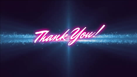 animación de texto de agradecimiento sobre líneas azules brillantes sobre fondo negro