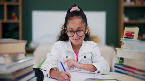 girl studying at desk