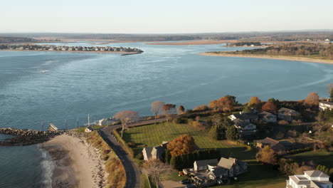 stunning aerial view of the homes on the coast of prouts neck in scarborough, maine