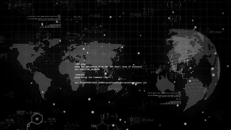 animation of data processing over globe and world map
