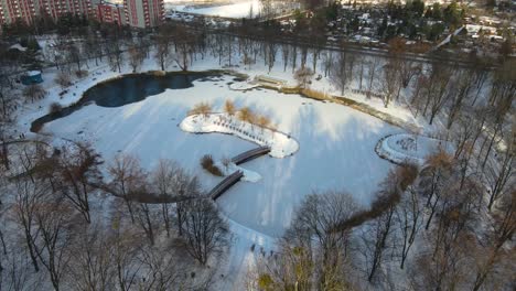 Aerial-View-Of-Park-In-Bytom-City,-Poland