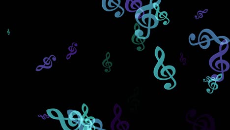4k astratto loopable treble clef musica animazione, sfondo di colore nero