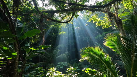 sunlight through the jungle canopy