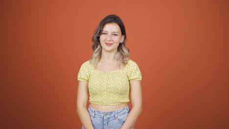 Young-woman-showing-mind-to-camera.