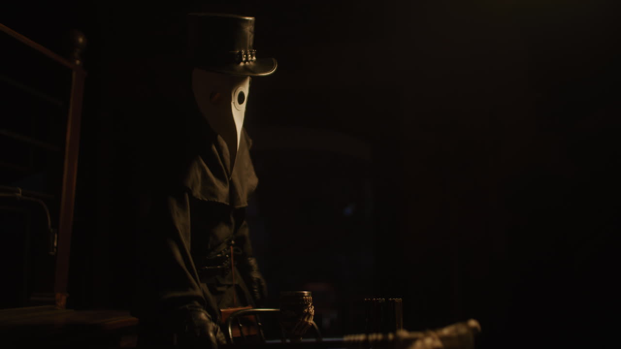 Plague Doctor in a Dark Room