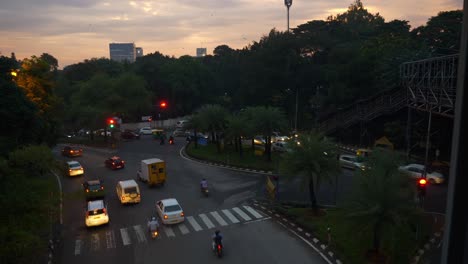 bangalore city sunset sky traffic street pedestrian bridge panorama 4k india