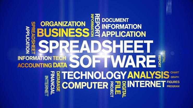 Spreadsheet Software Animated Tag Word Cloud,Text Animation seamless loop.