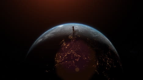 satélite 4k volando sobre la tierra