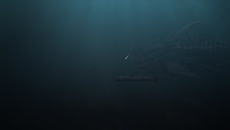 Unterwasseraufnahme-Eines-Riesigen-Leviathans-Eines-Fisches,-Der-An-Einem-U-Boot-Vorbeischwimmt