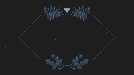vintage flowers with frame on black gradient