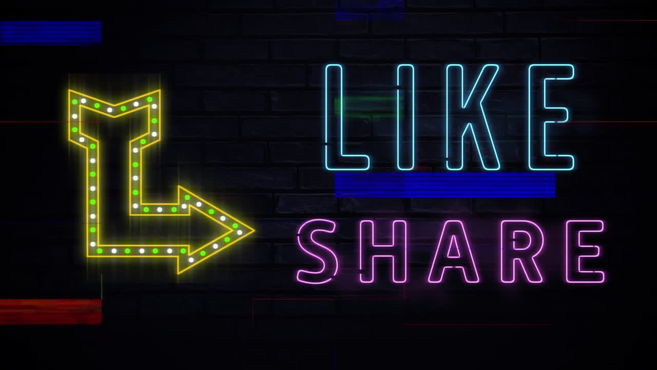 Animation of like share text and arrow over interference