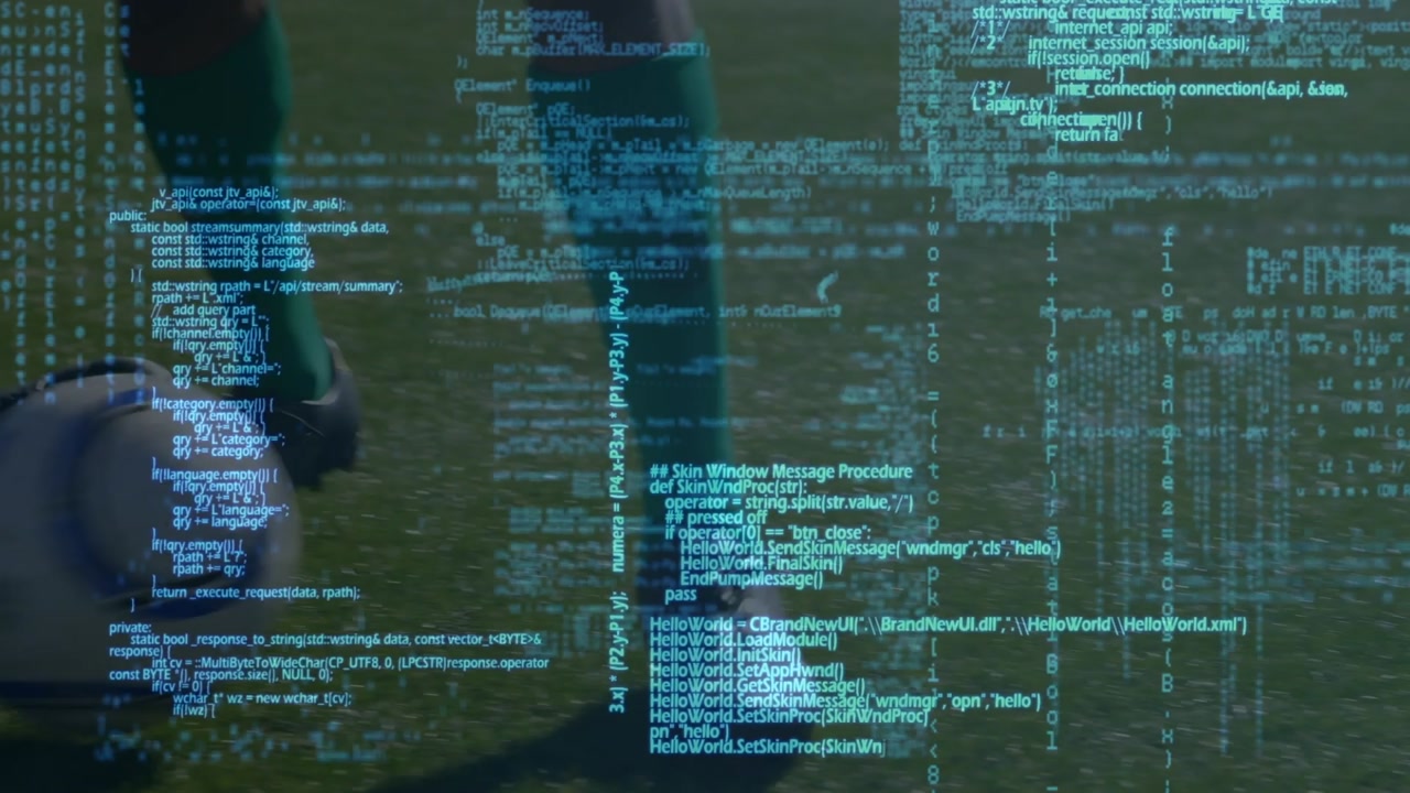 Animation of data processing over diverse football players