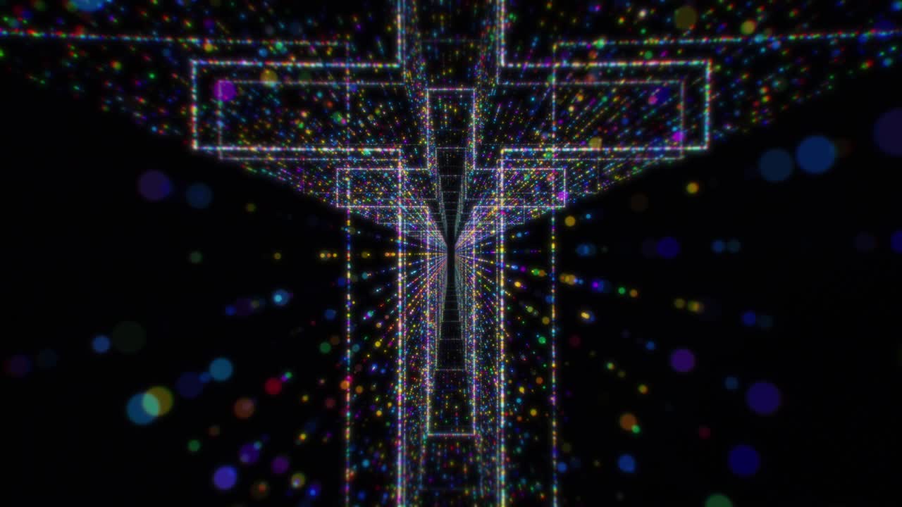 현대 다채로운 입자 성스러운 십자가 터널 루핑 배경