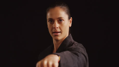 karate player performing karate stance