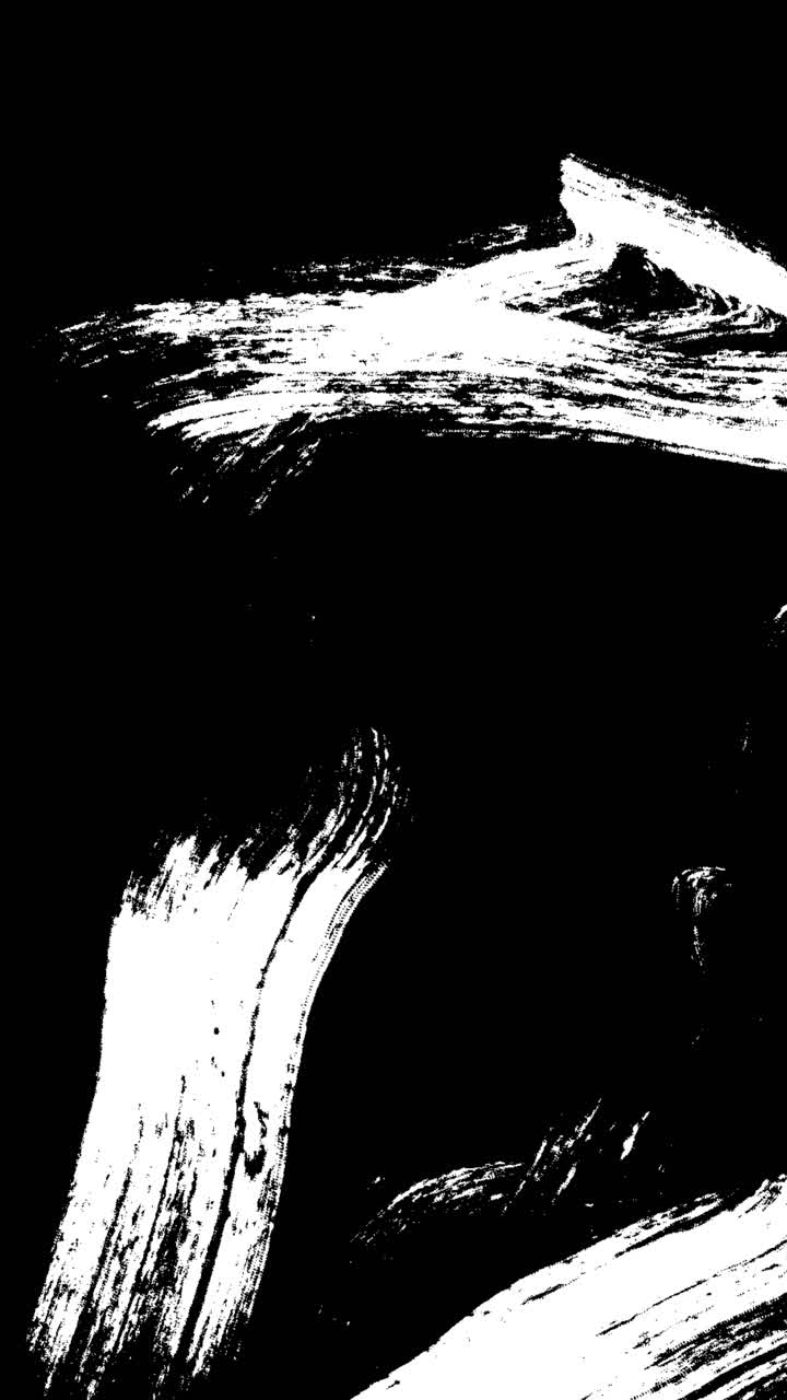 Pennellate dinamiche di pittura bianca su sfondo nero
