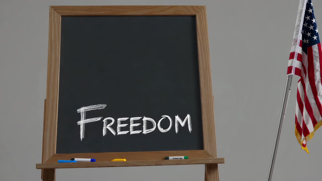 Freedom Chalkboard with American Flag