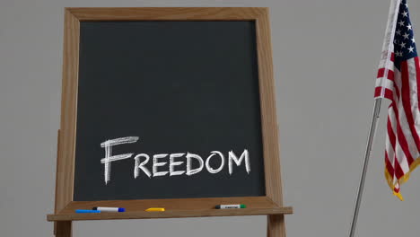 freedom chalkboard with american flag