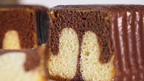 Slice-of-chocolate-marble-cake,-Selective-focus,-Close-up