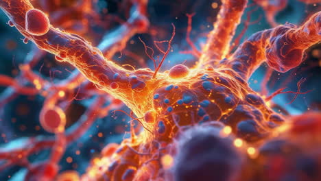 microscopic representation of neural pathways or biological network