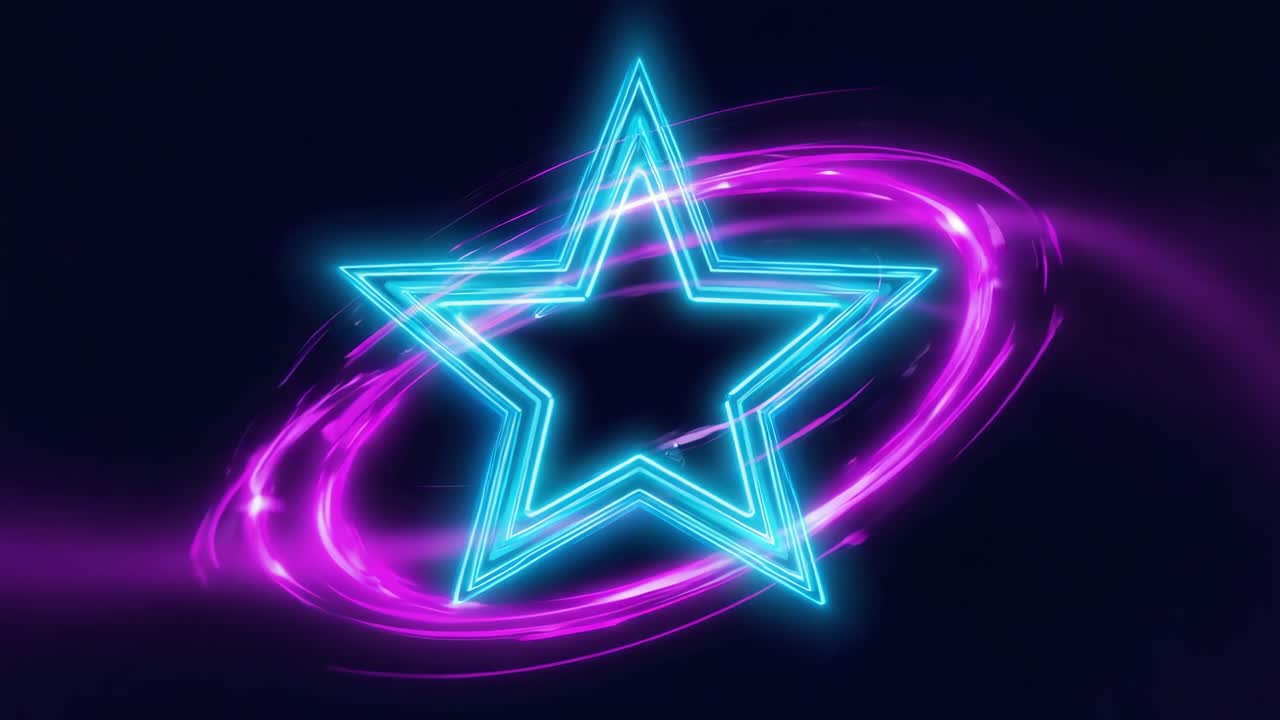 Neon Blue Star with Swirling Purple Energy