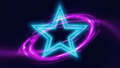 neon blue star with swirling purple energy