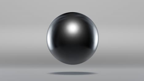 esfera abstracta animada, bola negra en un fondo de escenario blanco, bucle de 4k