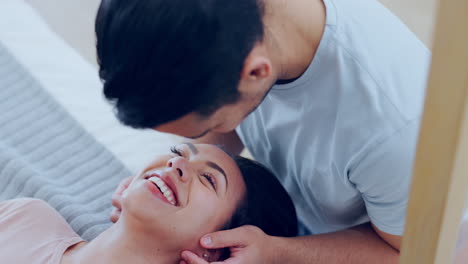 love, couple and happiness on bed