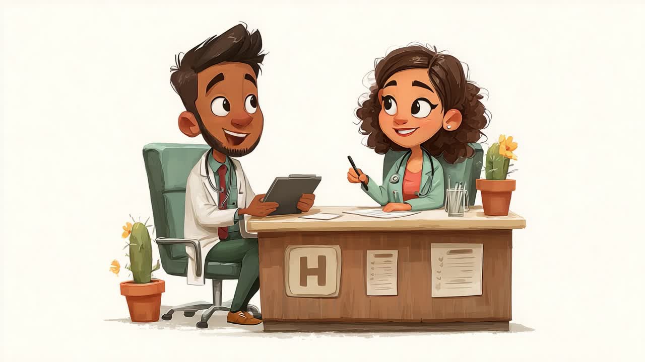 Engaging Interaction Between a Healthcare Professional and a Patient in a Cheerful Clinic Setting, Highlighting Communication and Care in a Friendly Atmosphere