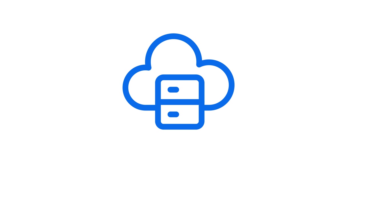 Animated Cloud Computing Icon with Server and Network Connections
