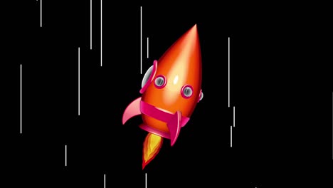 cartoon space rocket moving in the space