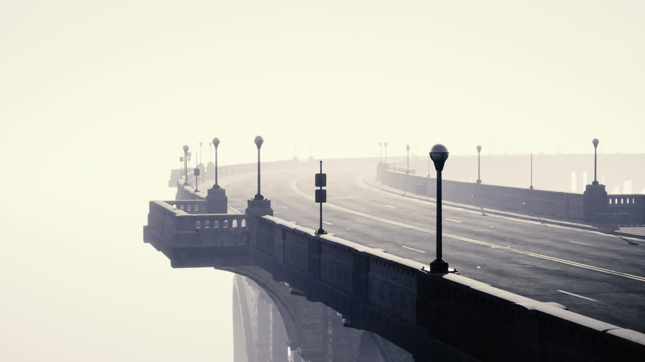 Bridges disappearing into the fog at dawn showcase a surreal landscape