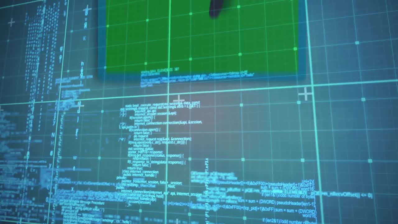 animazione dell'elaborazione dei dati su sfondo verde con forma verde