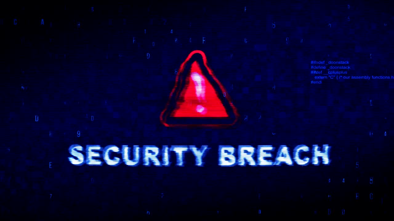 violación de seguridad texto ruido digital sacudida glitch distorsión efecto error animación de bucle.