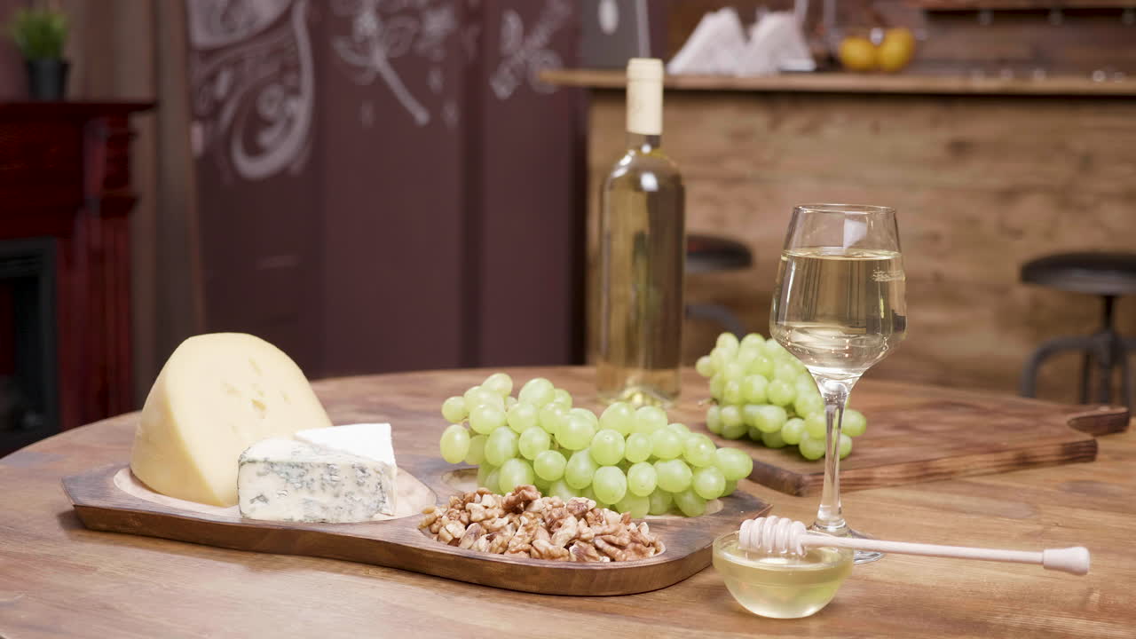 Still Life with Cheese, Grapes, and Wine