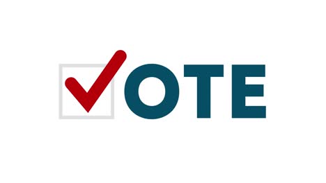 el voto de vidrio rojo, blanco y azul revela un bucle de 4k presenta líneas de vidrio rojo, blanco y azul que se encienden y apagan de la pantalla para revelar un voto con un texto de casilla de comprobación con una bandera estadounidense dentro en un bucle