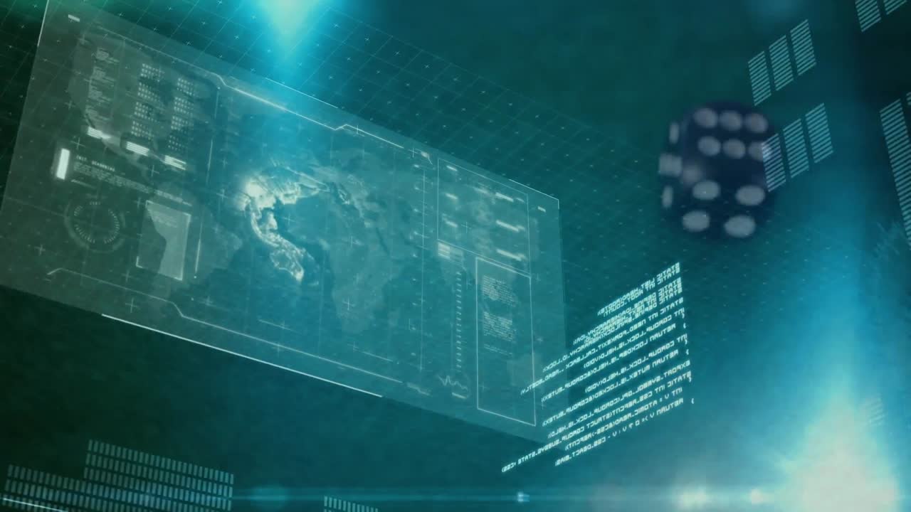 Animation of data processing over casino dices