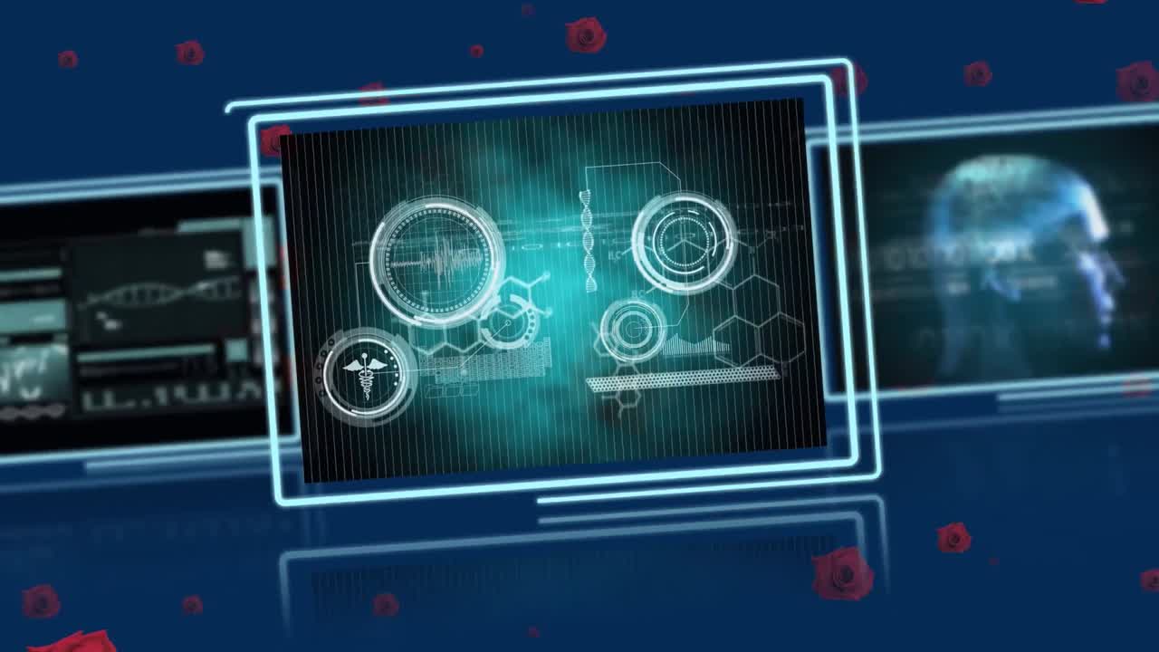 Animation of data processing over roses