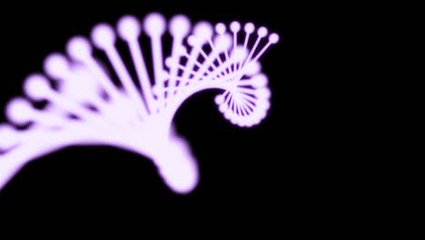 2d animation of glowing dna composed of particles on a black background. 60fps. the subject is on the left.
