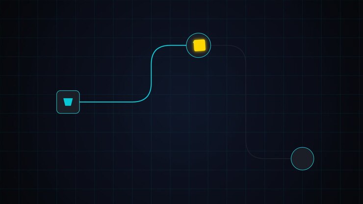 Animazione di flusso di lavoro digitale che mostra l'elaborazione e il trasferimento dei dati