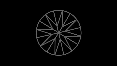 graphic object in black and white with stroboscopic and hypnotic effect, which rotates clockwise decreasing the size from full screen to disappearing in the center, in 16: 9 video format